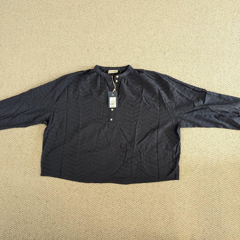 Universal Thread Half Button Blue Blouse